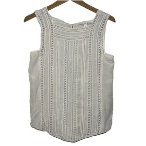 VERONICA BEARD Womens 0 Surfside Tank Top 100% Silk Sleeveless White Capsule